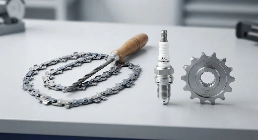 Xích cưa, dũa và bugi phụ tùng thay thế