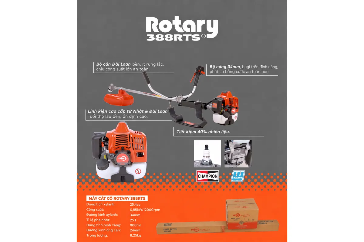 Máy cắt cỏ Rotary 388RTS – poster thông số