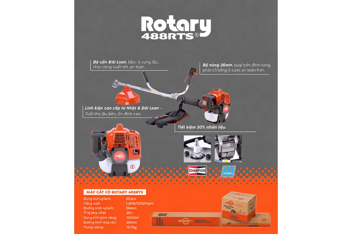 Máy cắt cỏ Rotary 488RTS – poster thông số