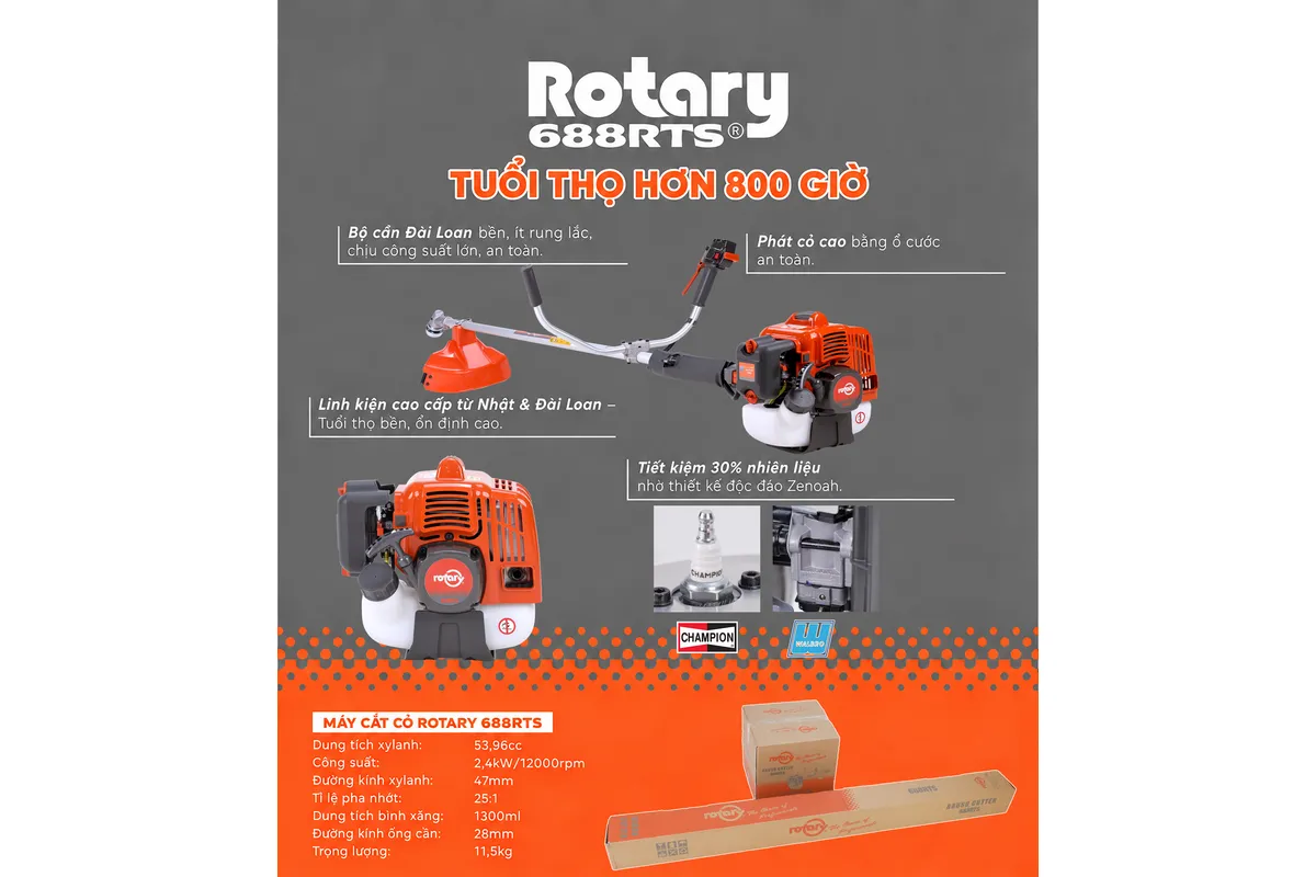 Máy cắt cỏ Rotary 688RTS – poster thông số