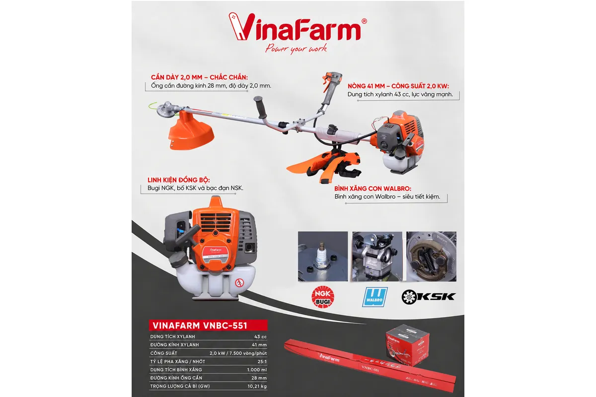 Máy cắt cỏ Vinafarm VNBC-551 – poster thông số