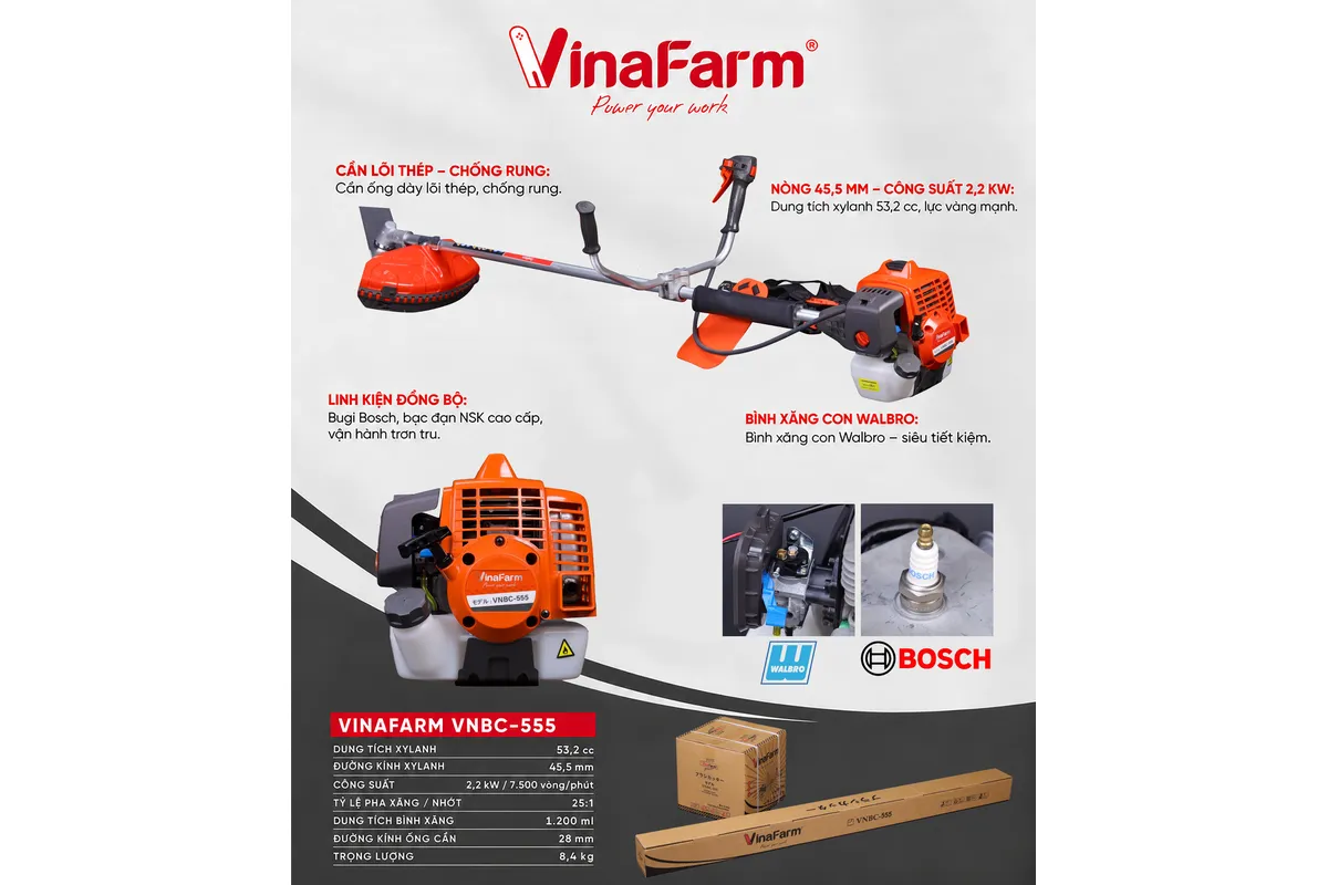 Máy cắt cỏ Vinafarm VNBC-555 – poster thông số