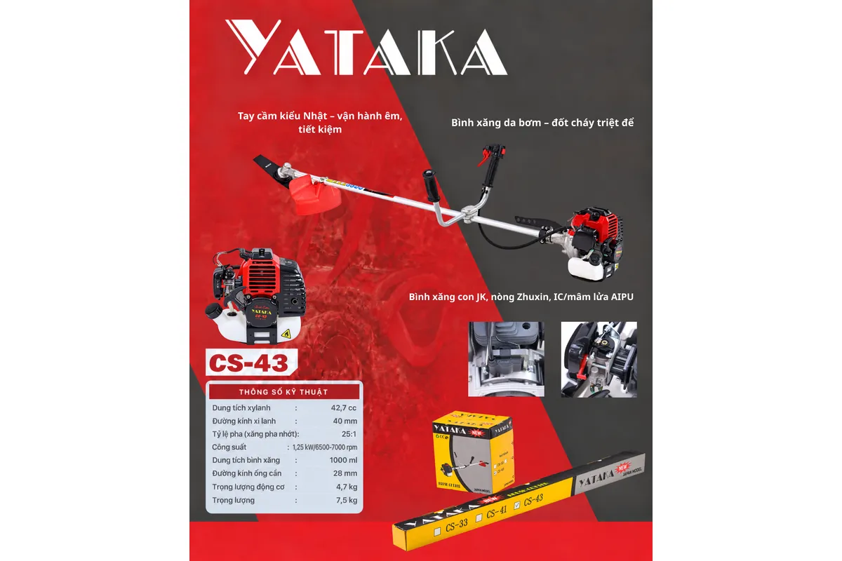 Máy cắt cỏ Yataka CS-43 – poster thông số